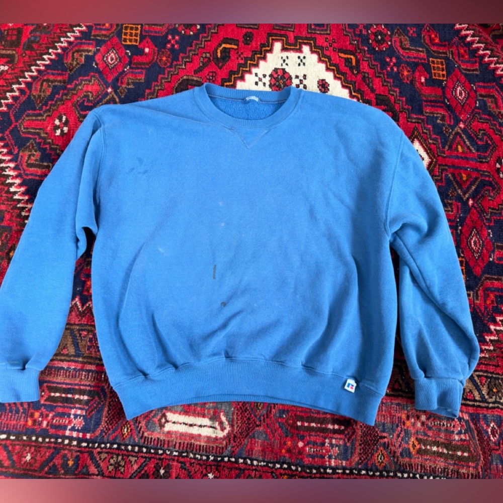 Distressed Blue Russell Crewneck Sweatshirt